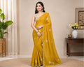Women's Chiffon Butti Dotted Saree With Unstitched Blouse 5.5Mtr (Yellow)