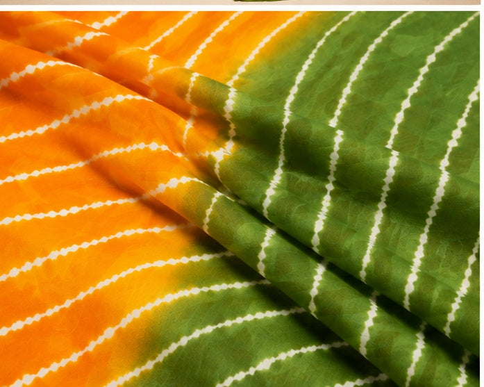 Women's Georgette Printed Saree With Unstitched Blouse 5.5Mtr (Green)