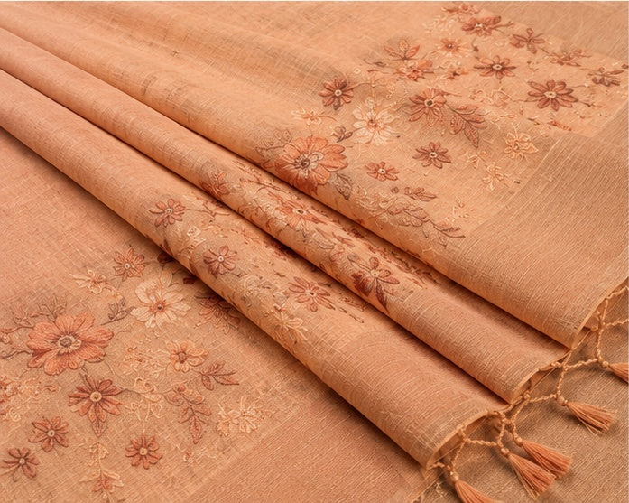 Women's Banarasi (Spun Cotton) Saree (Beige,5-6 Mtrs)