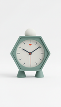 Geometric analog alarm clock in matte finish