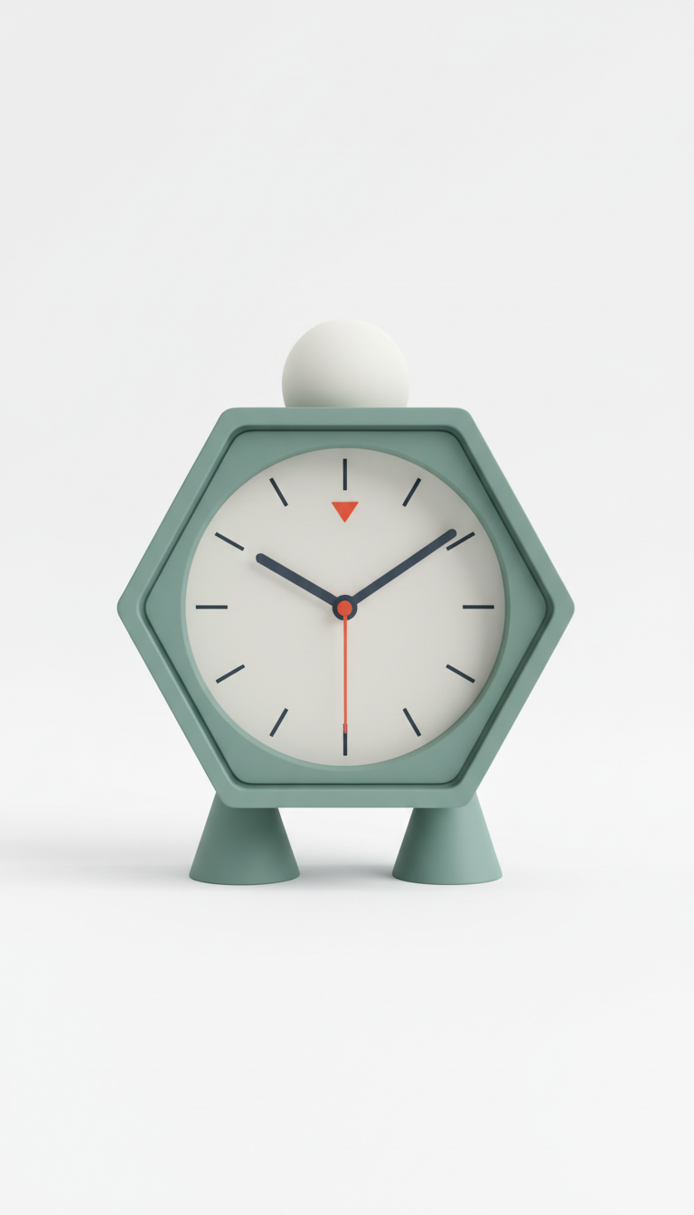 Geometric analog alarm clock in matte finish