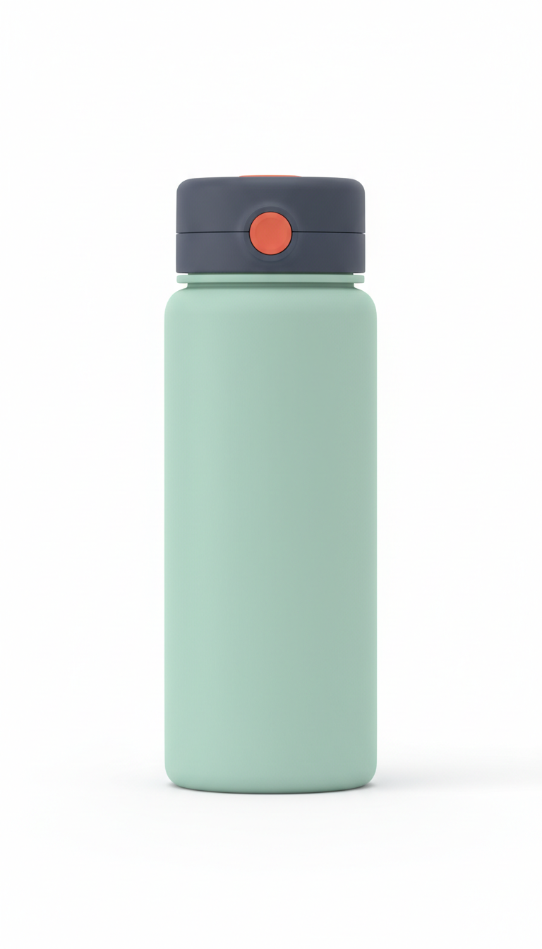 Soft mint silicone water bottle