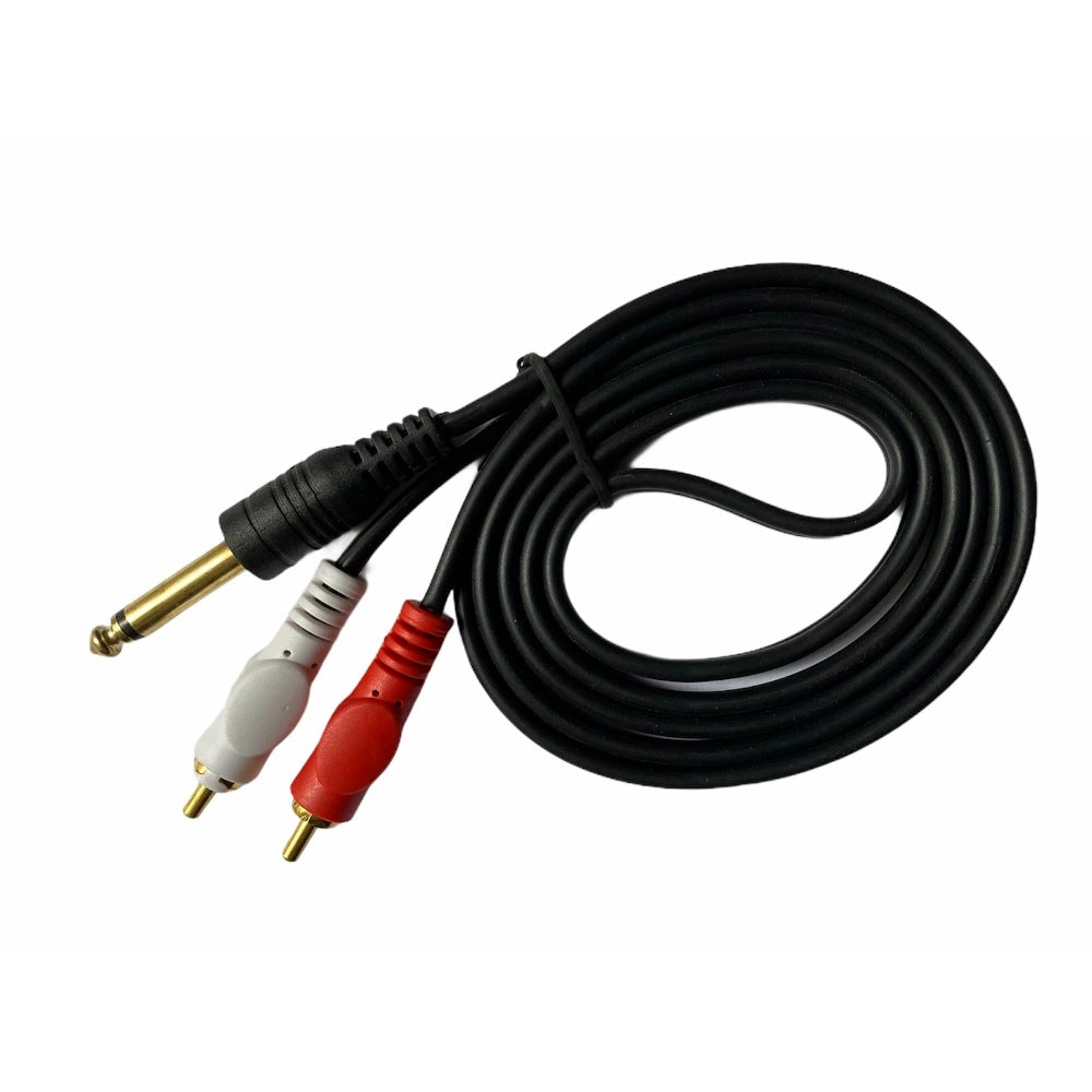 Generic 6.35mm Jack to 2RCA Audio Cable Male to Male 1.5 Yards Connects Home Theatre, DVD, Speaker, Headphone, Mixer, Amplifier, Guitar, Karaoke System (Black)