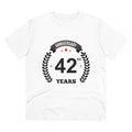 Generic Men's PC Cotton 42nd Anniversary Printed T Shirt (Color: White, Thread Count: 180GSM)