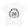 Generic Men's PC Cotton 26th Anniversary Printed T Shirt (Color: White, Thread Count: 180GSM)