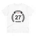 Generic Men's PC Cotton 27th Anniversary Printed T Shirt (Color: White, Thread Count: 180GSM)