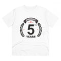 Generic Men's PC Cotton 5th Anniversary Printed T Shirt (Color: White, Thread Count: 180GSM)