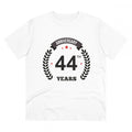 Generic Men's PC Cotton 44th Anniversary Printed T Shirt (Color: White, Thread Count: 180GSM)