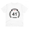 Generic Men's PC Cotton 41st Anniversary Printed T Shirt (Color: White, Thread Count: 180GSM)