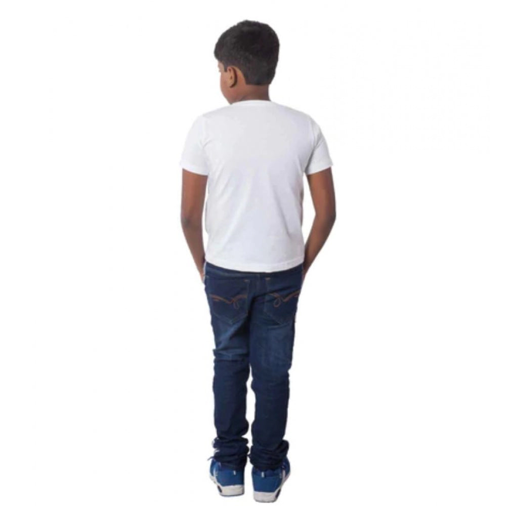 GBoys Cotton Off Road Adventure Half Sleeve TShirt (White)
