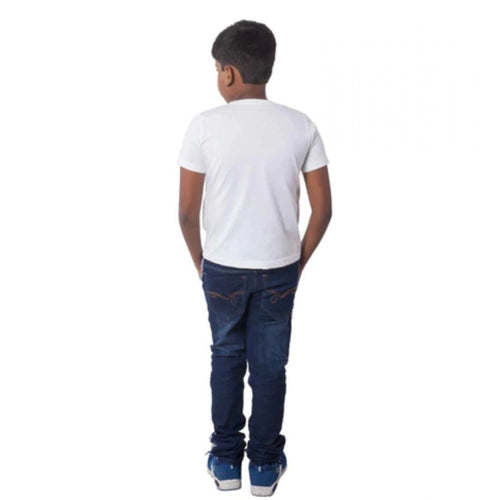 Boys Cotton Off Road Adventure Half Sleeve TShirt (White)