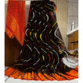 Generic Women's Satin Patta Printed Saree With Unstitched Blouse (Orange)