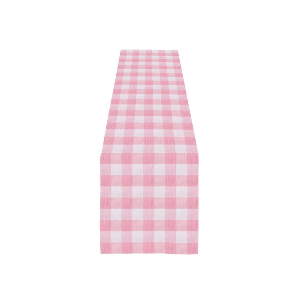 Generic Checked Cotton Table Runners (Baby Pink)