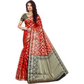 Generic Women's Jacquard Woven Saree With Unstitched Blouse 5.5Mtr (Red)