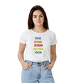 Generic Women's Polyester Solid Printed Round Neck Half Sleeve T-shirt (White)
