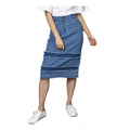 Generic Women's Denim Washed Buttoned Skirt (Blue)
