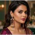 Generic Women's Zinc Alloy Gold Plated Chandbali Earrings (Multicolor)
