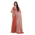 Generic Women's Jimmy choo Embellished Bollywood Saree With Unstitched Blouse 5.5Mtr (Orange)