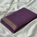 Generic Women's Crepe Chit Pallu Solid Saree With Unstitched Blouse 5.5Mtr (Violet)