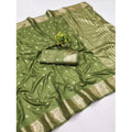 Generic Women's Jacquard Silk Jaquard Woven Saree With Unstitched Blouse 5.5Mtr (Green)