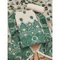 Generic Women's Banarasi Silk Printed Unstitched Salwar Suit Material With Dupatta (Bottle Green, 3Mtrs)