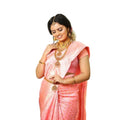 Generic Women's Soft Lichi Silk Printed Saree With Unstitched Blouse 5.5Mtr (Pink)