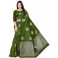 Generic Women's Soft Lichi Silk Printed Saree With Unstitched Blouse 5.5Mtr (Green)