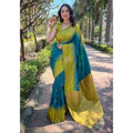 Generic Women's Soft Lichi Silk Printed Saree With Unstitched Blouse 5.5Mtr (Green)