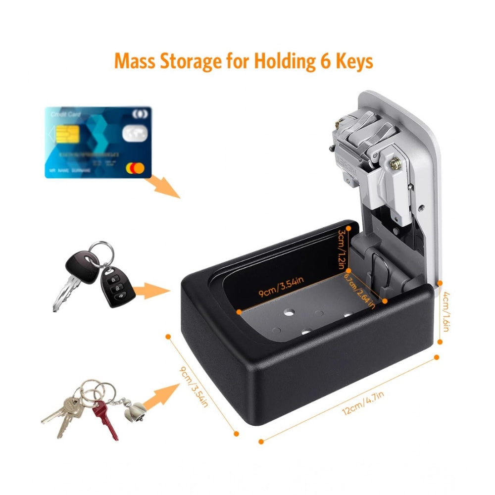 Generic Wall-Mounted ABS Plastic Key Lock Box (Grey-Black )
