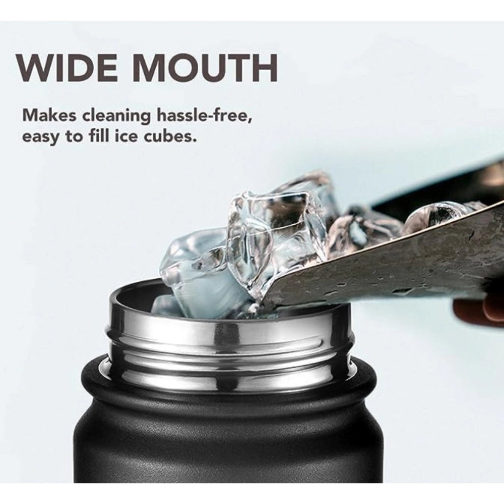 Generic 650 Ml Double Wall Insulated Stainless Steel Water Bottle With Screw Lid (Black)