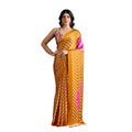 Generic Women's Satin Crepe Printed Saree With Unstitched Blouse 5.5Mtr (Mustard)