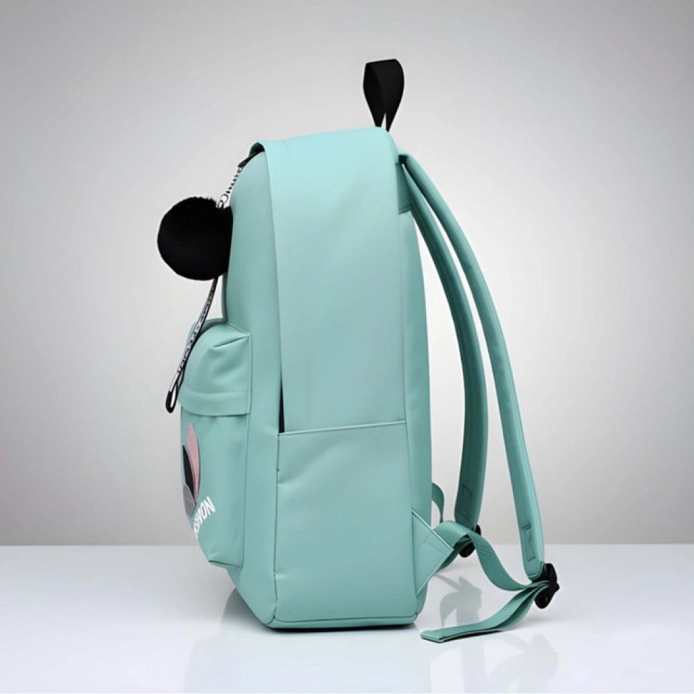 Generic Unisex PU Leather Solid Medium Zipper Backpack (Green)