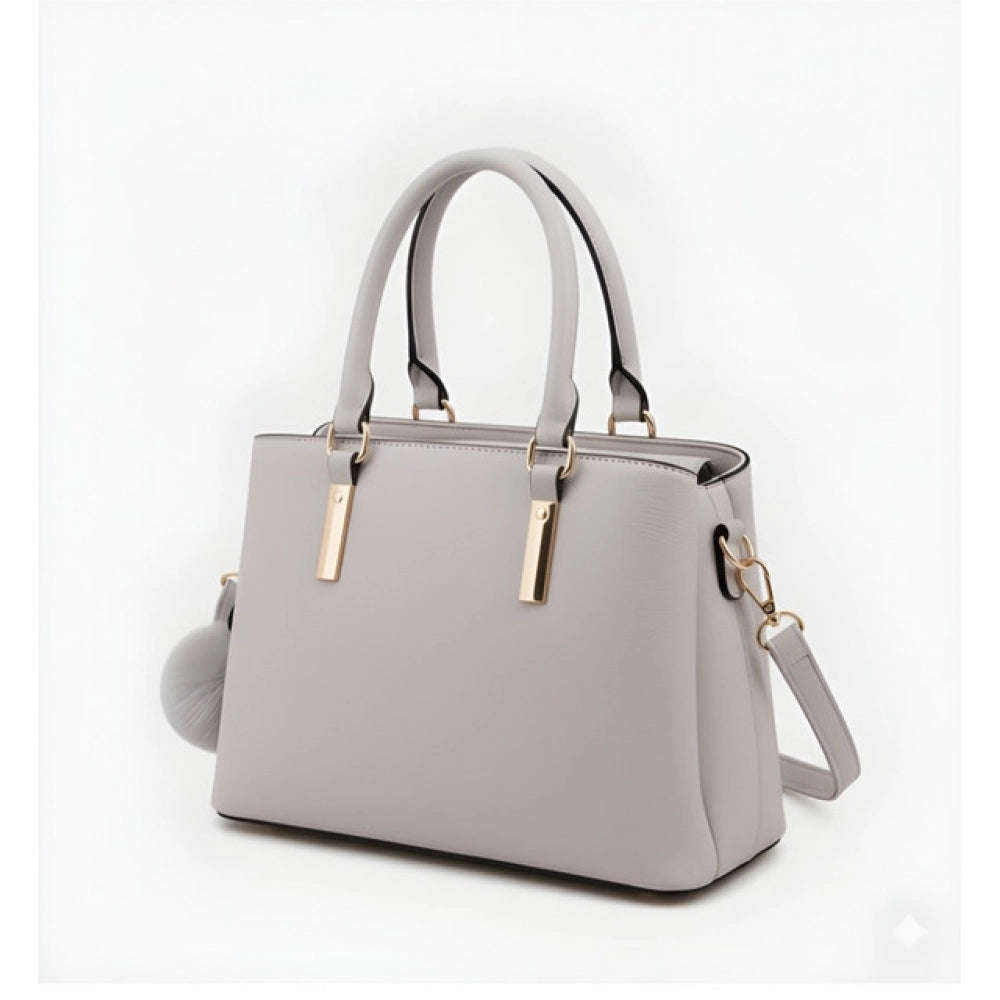 Generic Women's PU Leather Solid Shoulder Zipper Handbag (Grey)