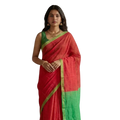 Women's Cotton Printed Saree With Unstitched Blouse 5.5Mtr (Red)