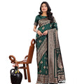 Generic Women's Silk Printed Saree With Unstitched Blouse 5.5Mtr (Green)