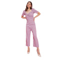 Generic Women's Polyester Lycra Solid Puff Sleeve Jumpsuit (Lavender)