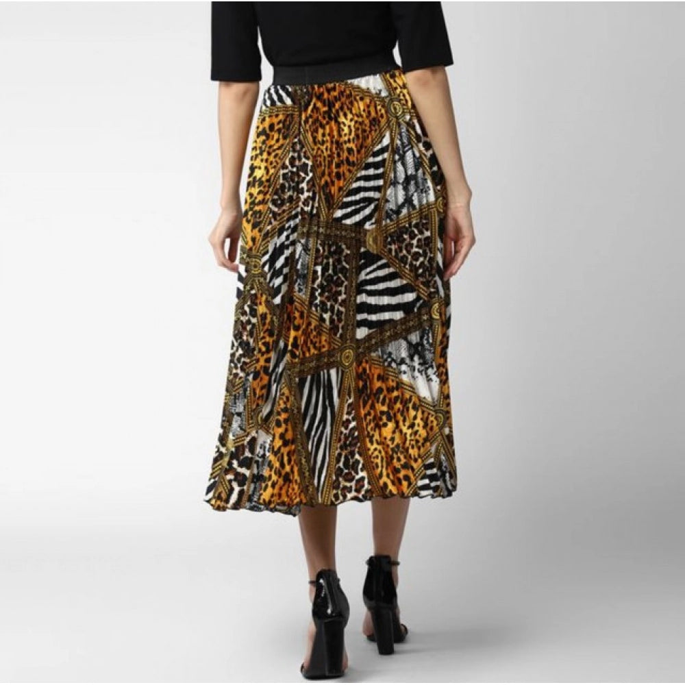 Generic Women's Satin Pleated Elasticated Skirt (Multicolor)