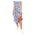 Generic Women's Polyester Floral Side Zip Skirt (Blue - White)