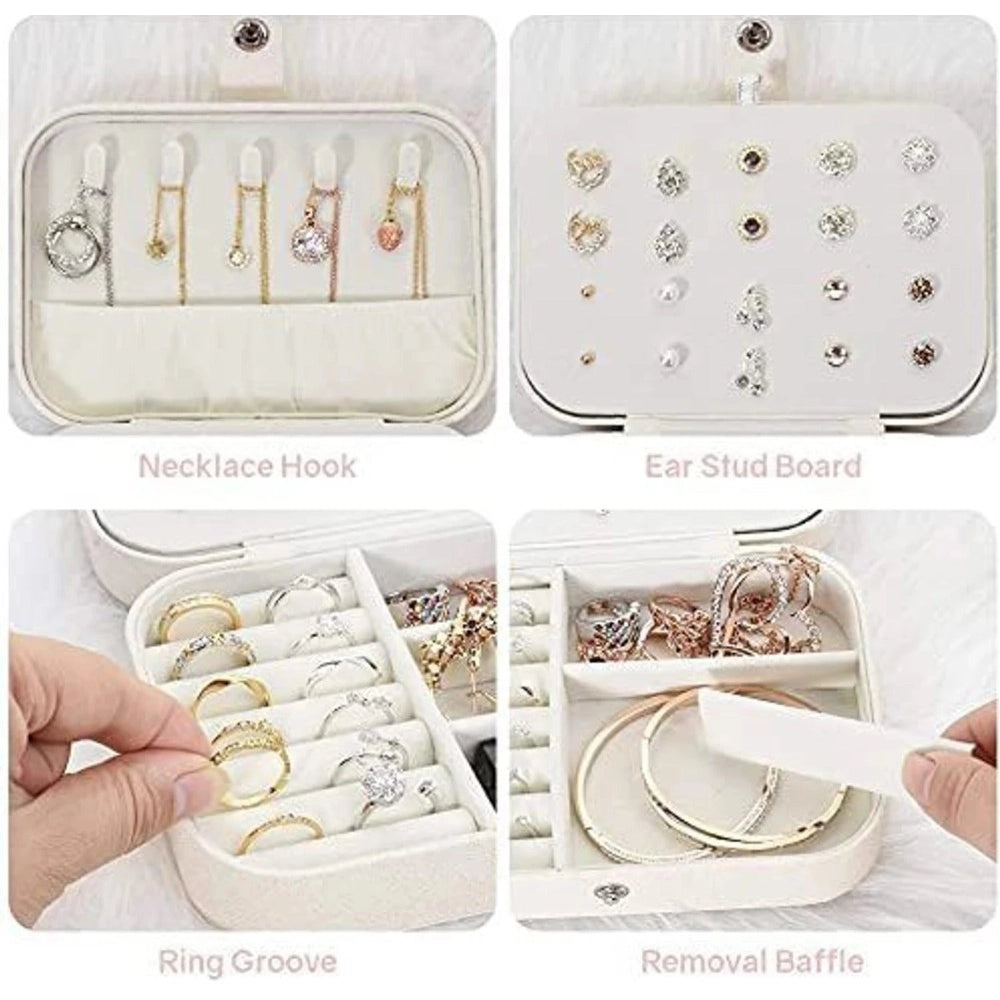 Generic PU Leather Solid Jewelry Storage Box (White-Cream)