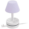 Generic Plastic-LED Ribbed Shade Table Lamp with USB Charging Base (White)