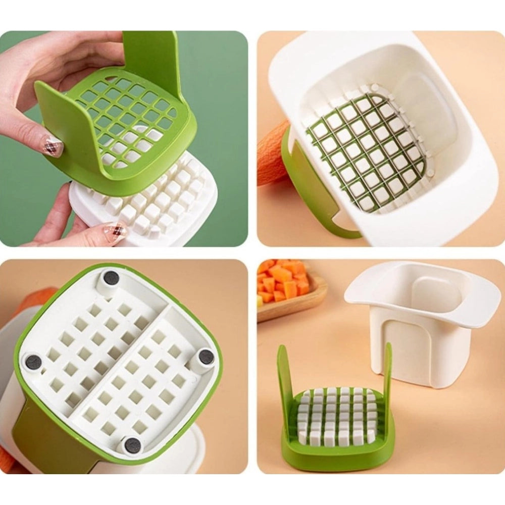 ABS Plastic Solid Hand Pressure Vegetable Chopper and Dicer (Green-White)