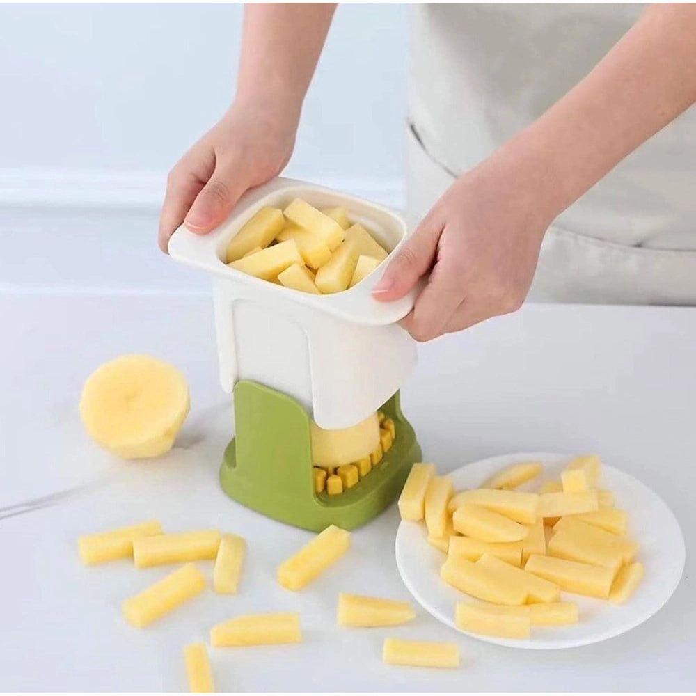 ABS Plastic Solid Hand Pressure Vegetable Chopper and Dicer (Green-White)
