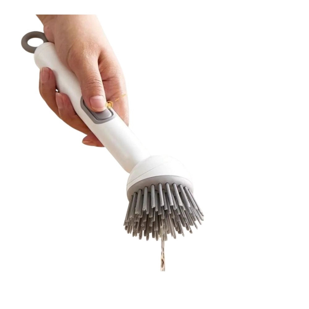 Generic TPR-Plastic Solid Electric Liquid Soap Dispensing Cleaning Brush with Handle (Grey-White)