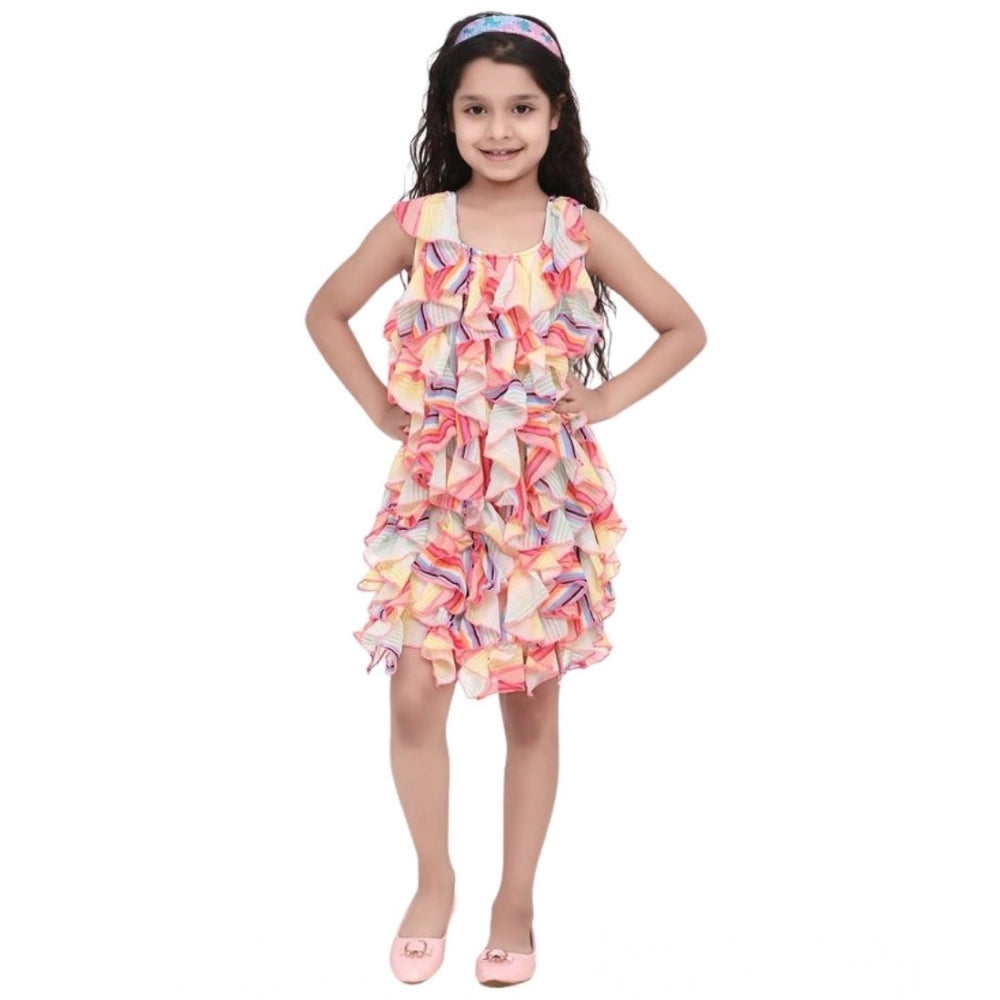 Generic Girl's Chiffon Ruffled Sleeveless Dress (Multicolor)
