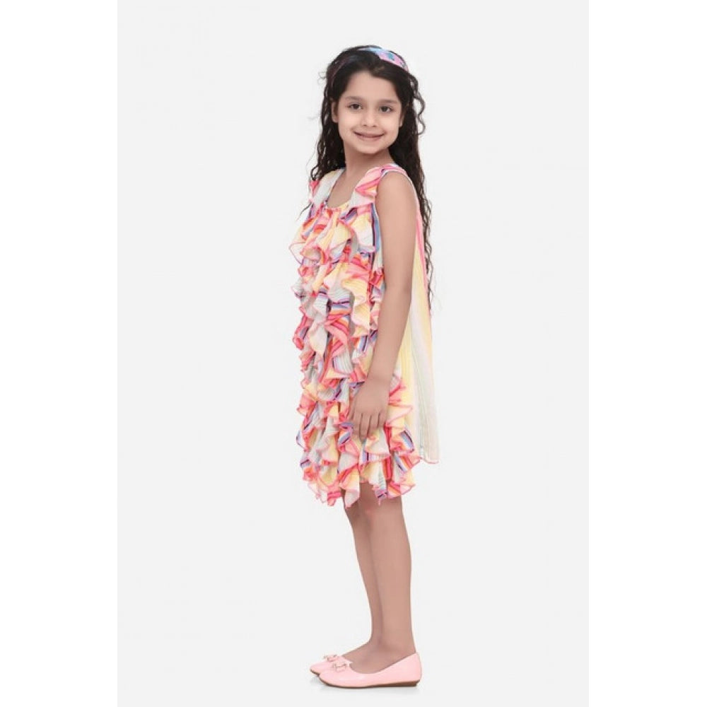 Generic Girl's Chiffon Ruffled Sleeveless Dress (Multicolor)