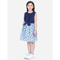 Generic Girl's Denim Polka Sleeveless Dress (Blue)