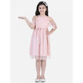 Generic Girl's Net Printed Sleeveless Dress (Blush Pink)
