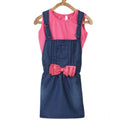 Generic Girl's Denim &amp; Cotton Bow Sleeveless Dungaree (Pink)
