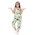 Generic Girl's Denim Embroidered Sleeveless Jumpsuit (White-Green)