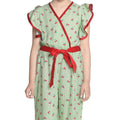Generic Girl's Rayon Printed Flutter Jumpsuit (Green)